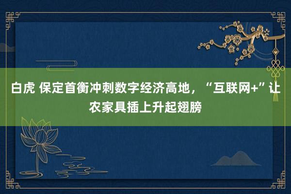 白虎 保定首衡冲刺数字经济高地，“互联网+”让农家具插上升起翅膀