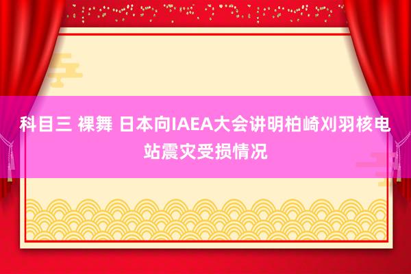 科目三 裸舞 日本向IAEA大会讲明柏崎刈羽核电站震灾受损情况