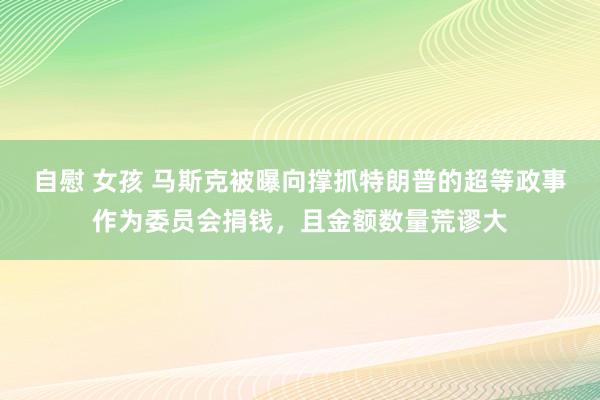 自慰 女孩 马斯克被曝向撑抓特朗普的超等政事作为委员会捐钱，且金额数量荒谬大