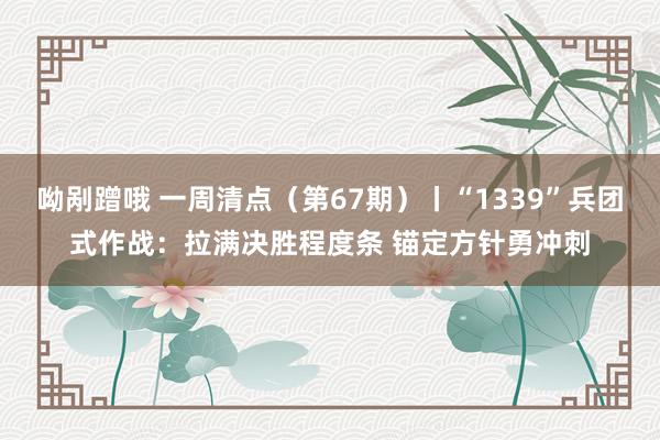 呦剐蹭哦 一周清点（第67期）丨“1339”兵团式作战：拉满决胜程度条 锚定方针勇冲刺